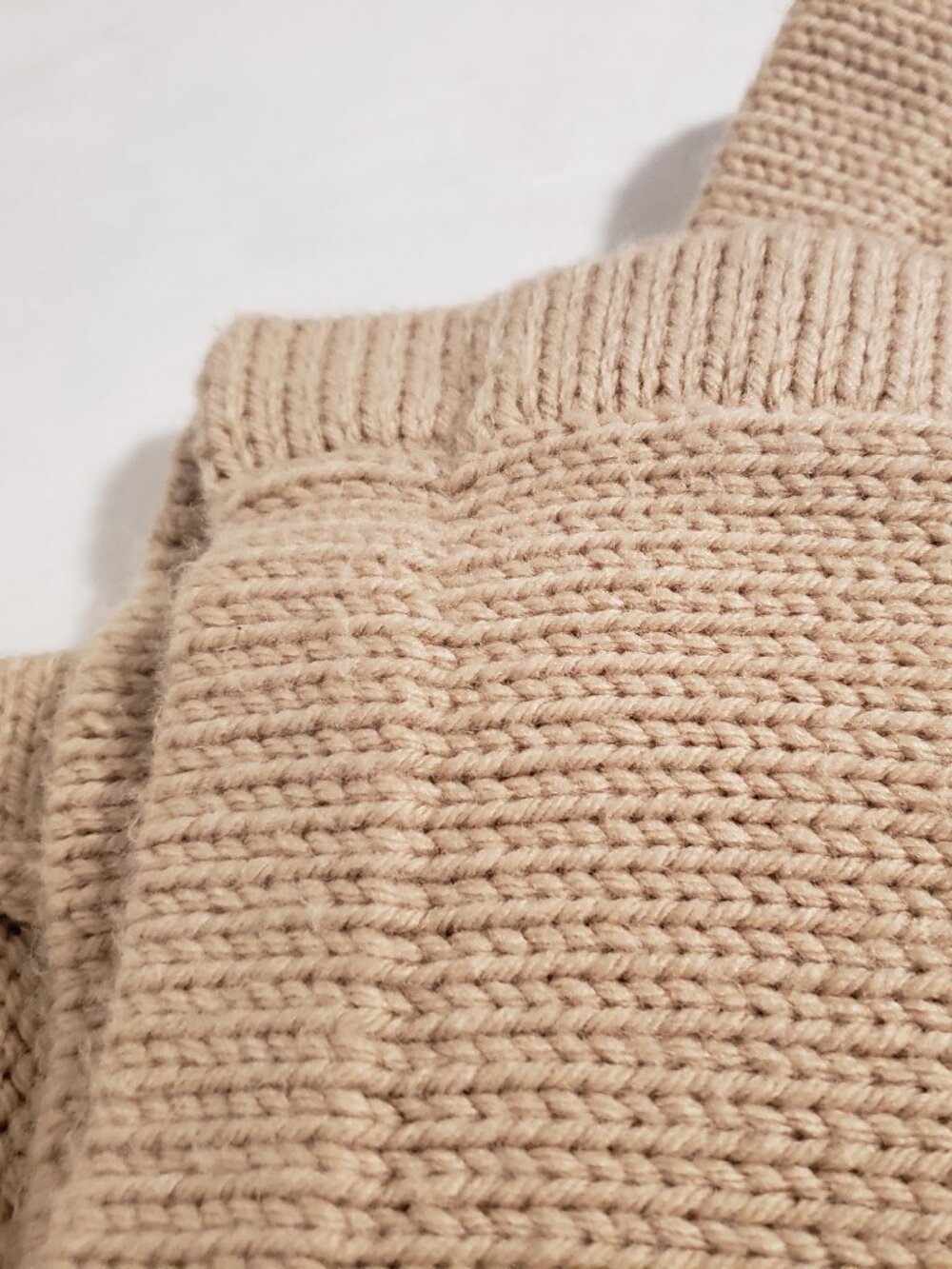 Vintage handmade knitted blanket BEIGE twin